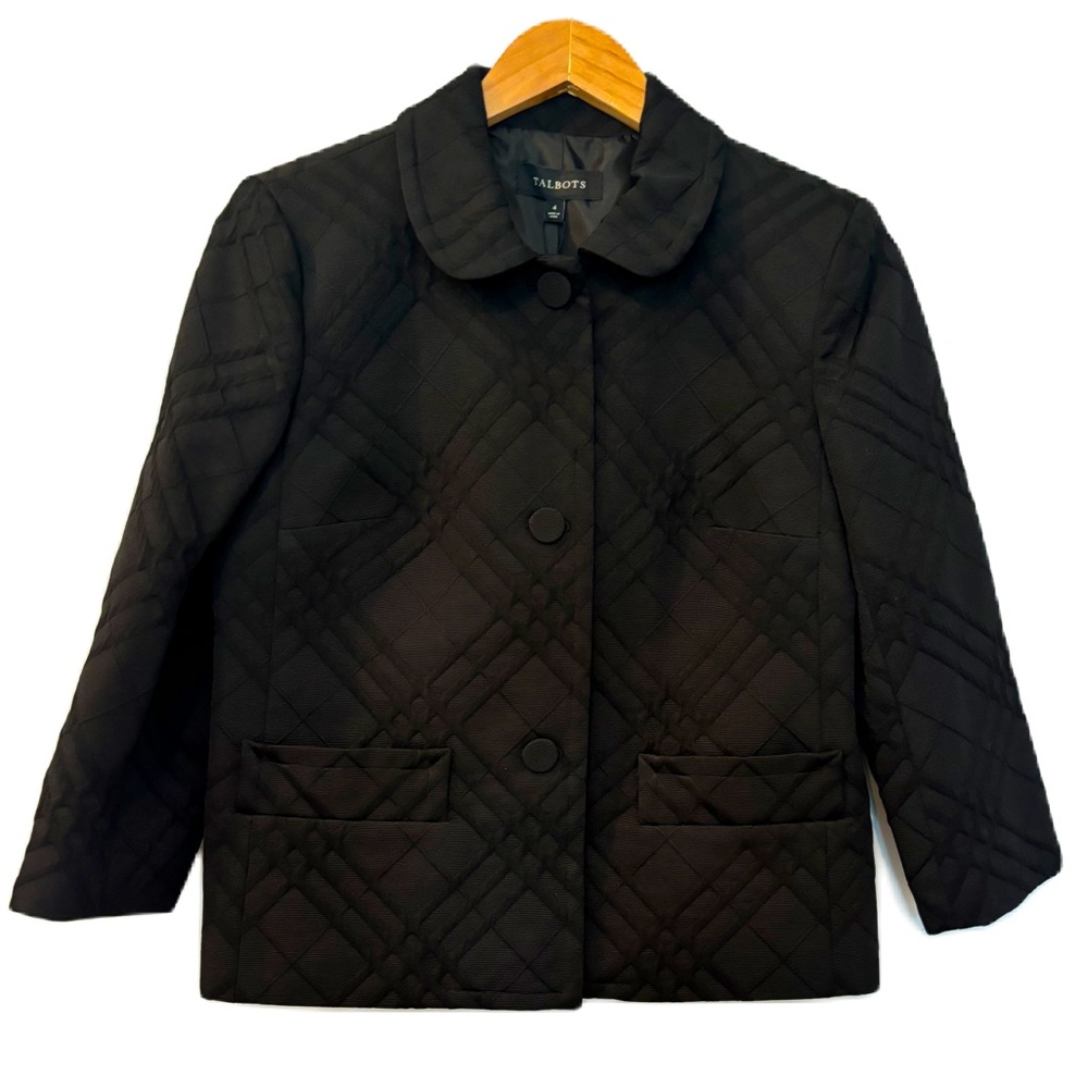 Talbots NWT Black Diamond Pattern Suit Jacket Size 4